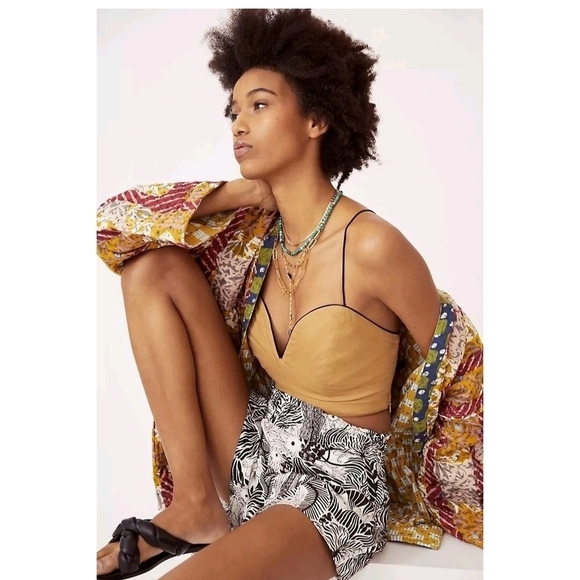 Maeve by Anthropologie Linen Tan Cropped Top | Women’s Size Small - Picture 3 of 3